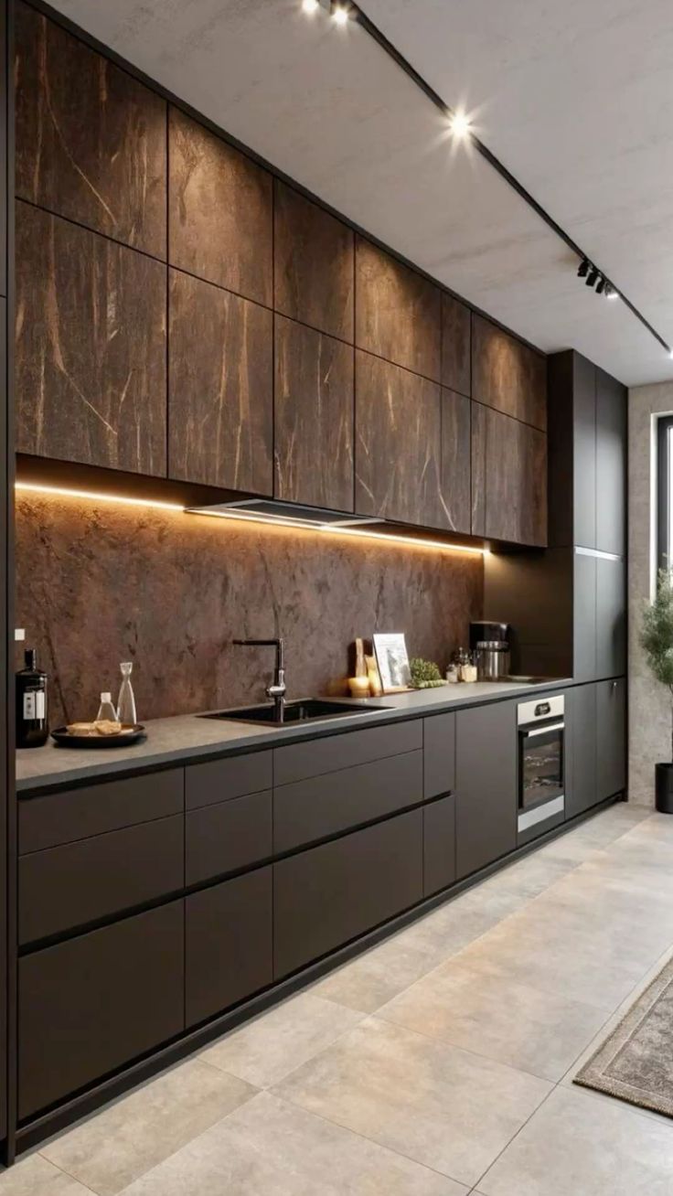 مطبخ ألمنيوم مودرن بجزيرة وسطية